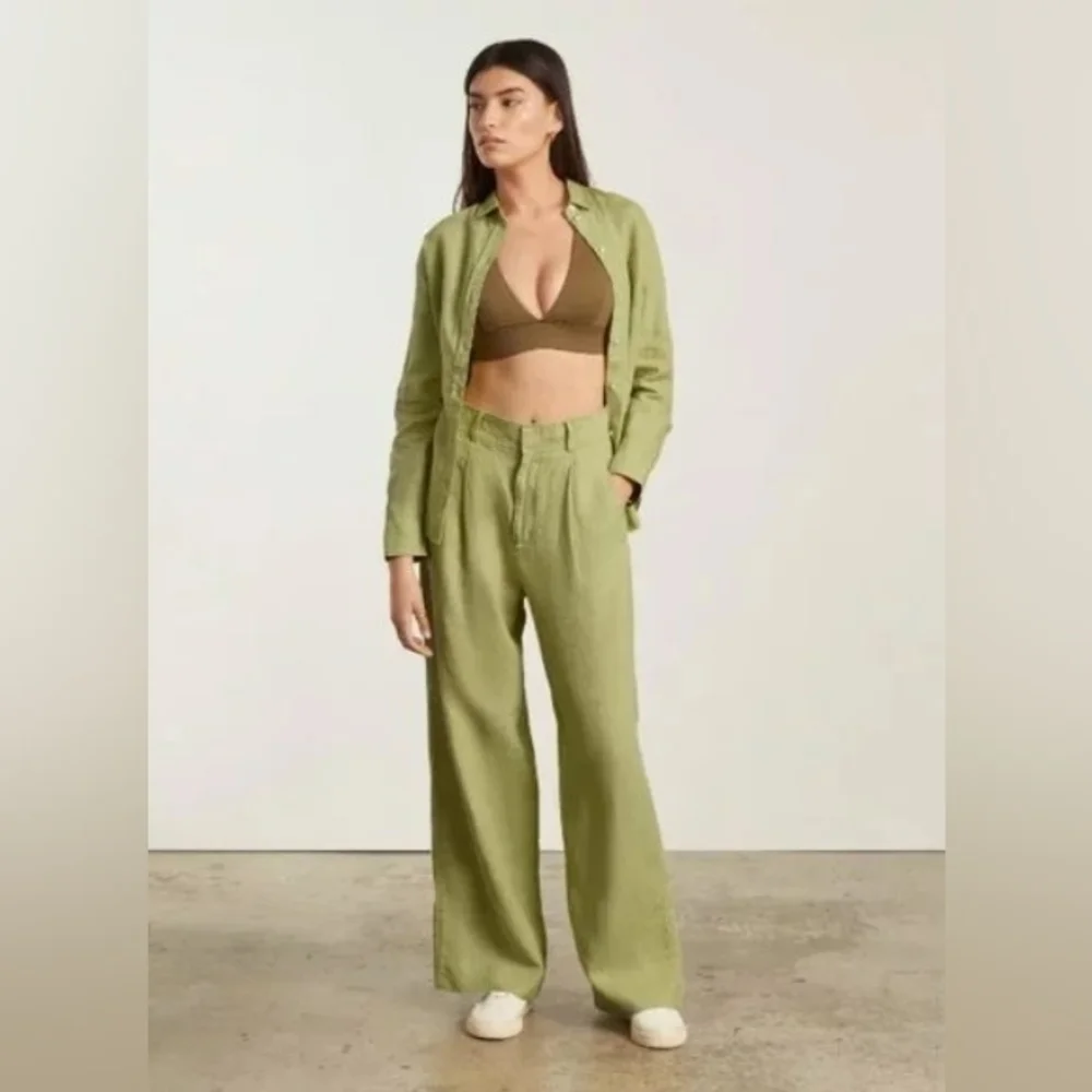 Everlane 100% Linen Pants. Green. Size 6. Waist 29. Perfect Condition. - Picture 1 of 17